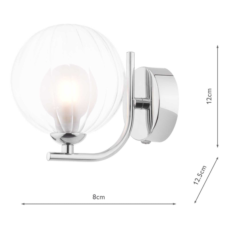 Dar Lighting Cradle 1 Light Wall Light Polished Chrome With Clear/Opal Glass • CRA0750-20