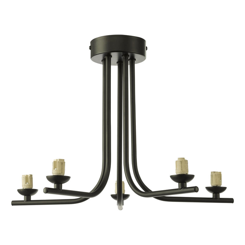 Dar Lighting Cradle 5 Light Semi Flush Matt Black Frame Only • CRA5422-F