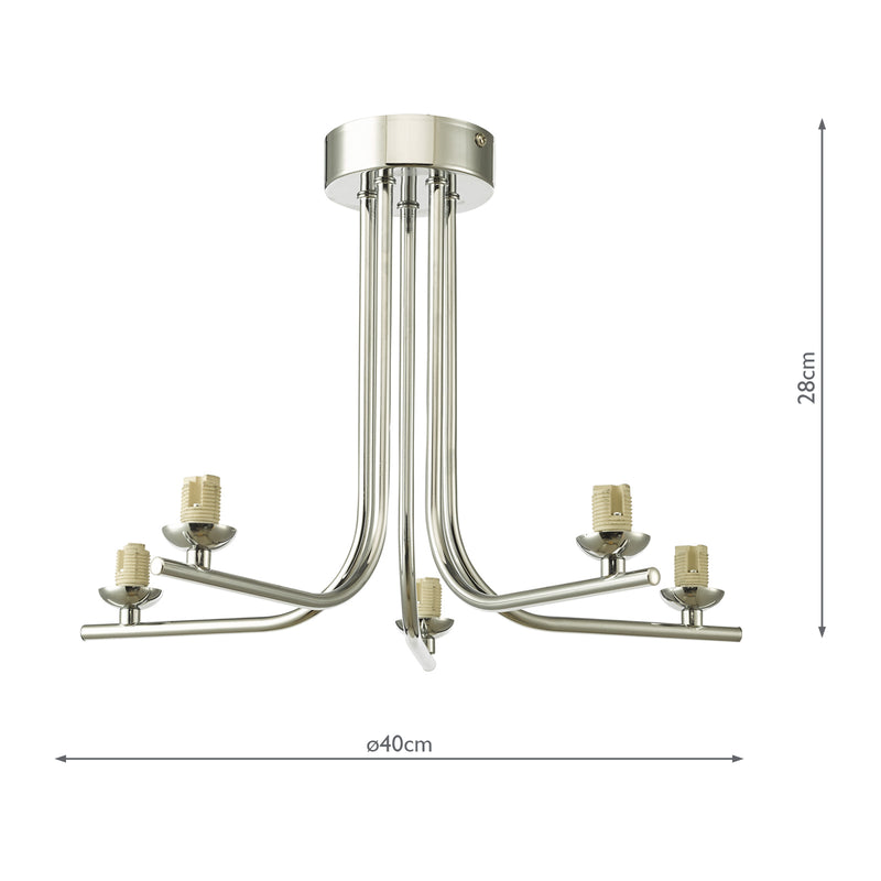 Dar Lighting Cradle 5 Light Semi Flush Polished Chrome Frame Only • CRA5450-F