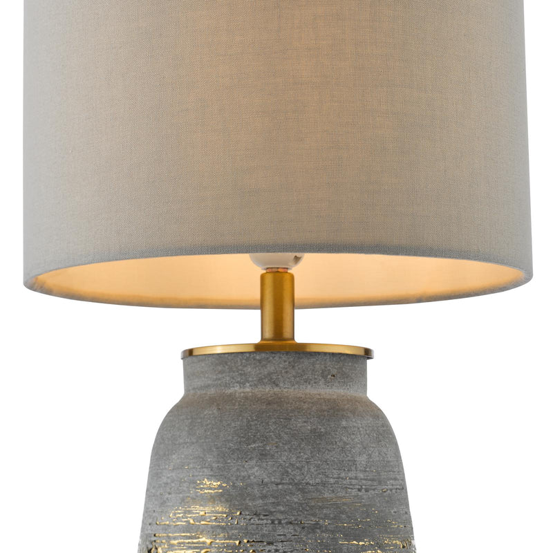 Dar Lighting Creon Ceramic Table Lamp Grey and Antique Brassss With Shade • CRE4239-PYR1439