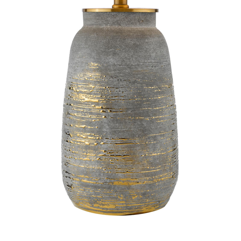 Dar Lighting Creon Ceramic Table Lamp Grey and Antique Brassss With Shade • CRE4239-PYR1439