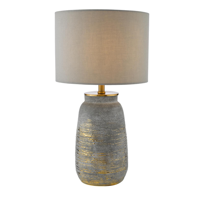 Dar Lighting Creon Ceramic Table Lamp Grey and Antique Brass Base Only • CRE4239