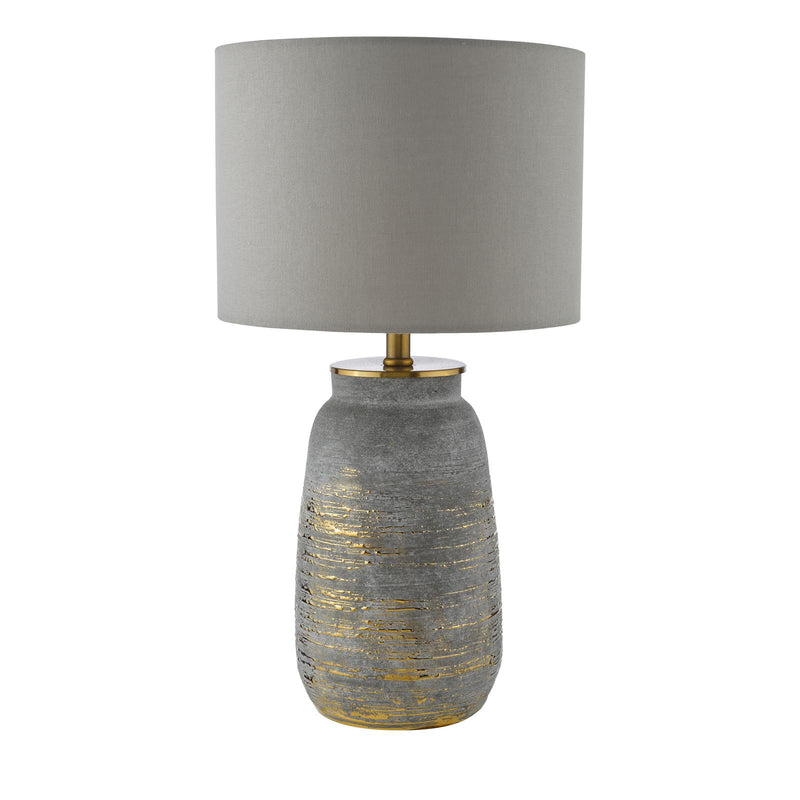 Dar Lighting Creon Ceramic Table Lamp Grey and Antique Brass Base Only • CRE4239