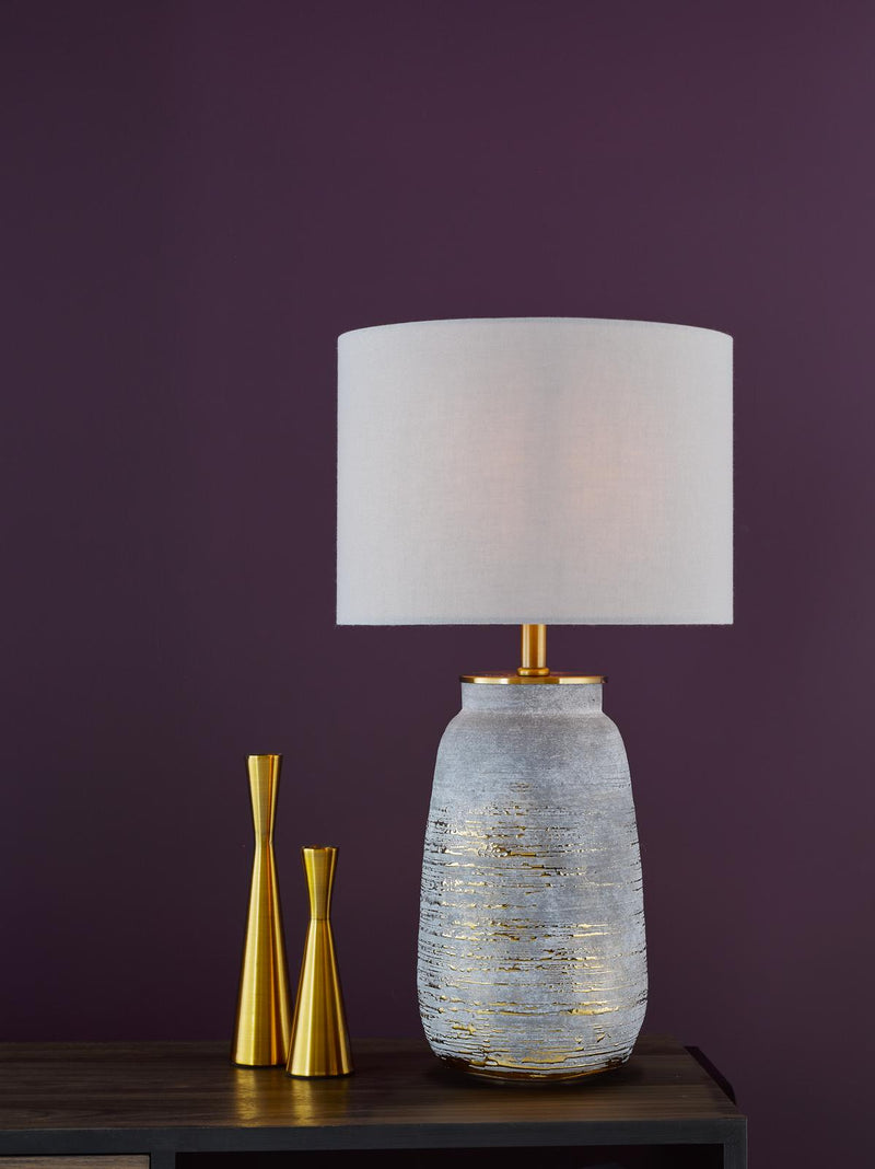 Dar Lighting Creon Ceramic Table Lamp Grey and Antique Brass Base Only • CRE4239