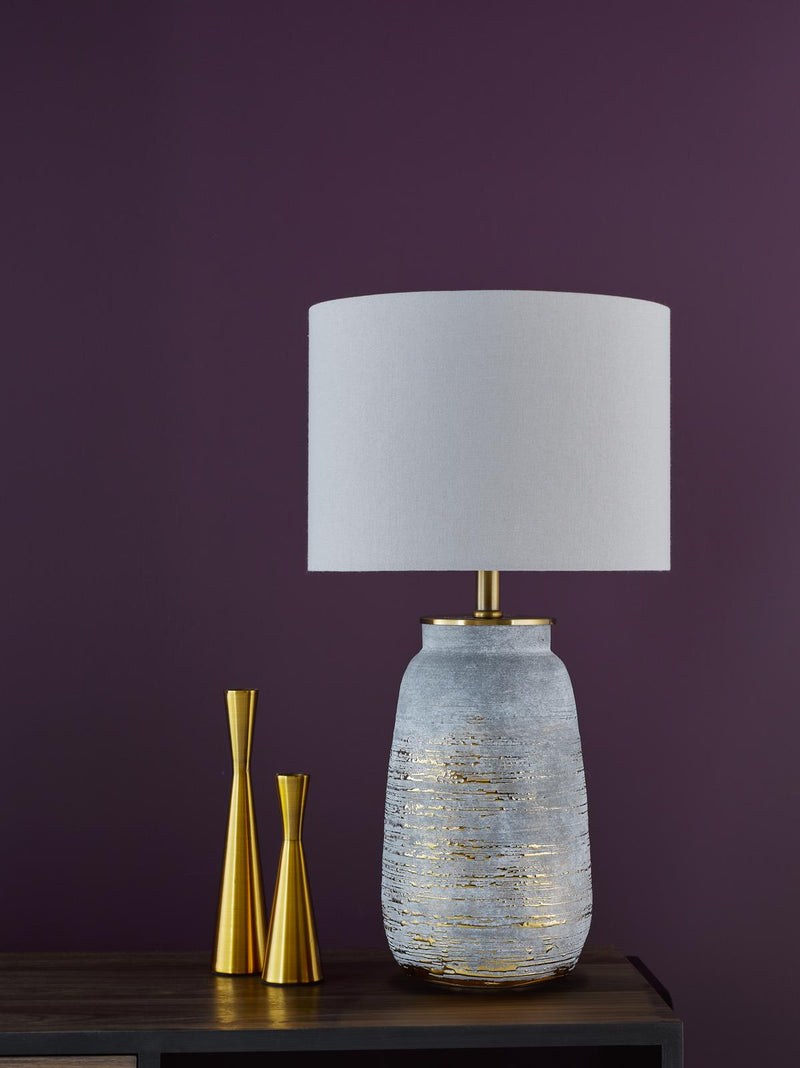 Dar Lighting Creon Ceramic Table Lamp Grey and Antique Brass Base Only • CRE4239