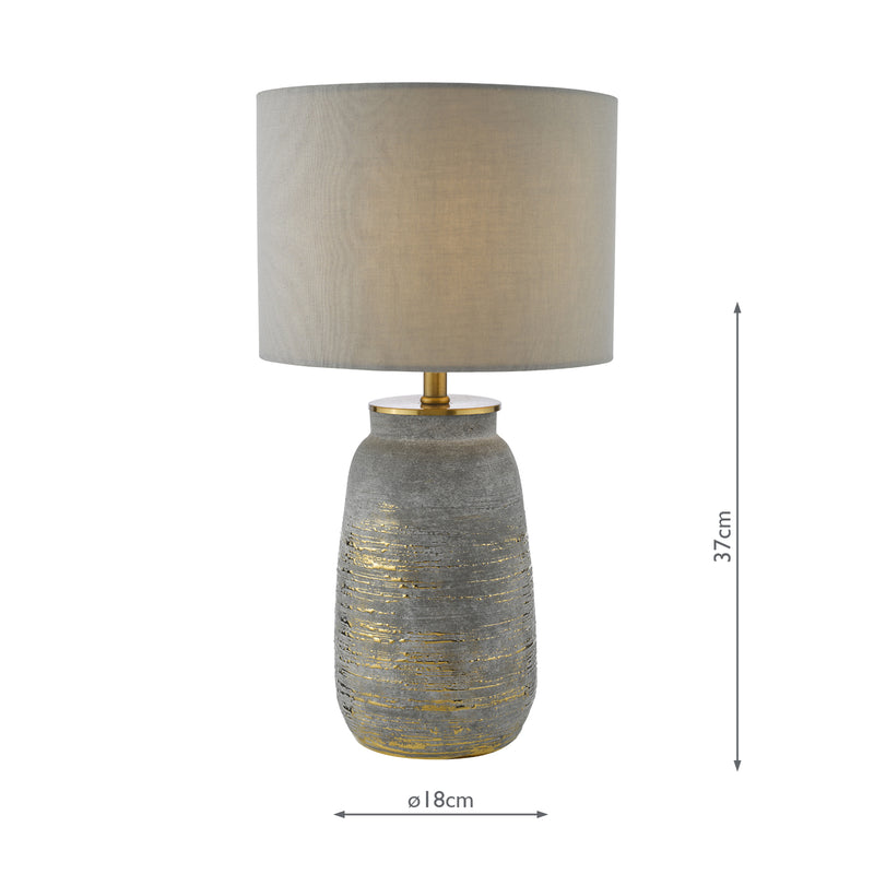 Dar Lighting Creon Ceramic Table Lamp Grey and Antique Brass Base Only • CRE4239