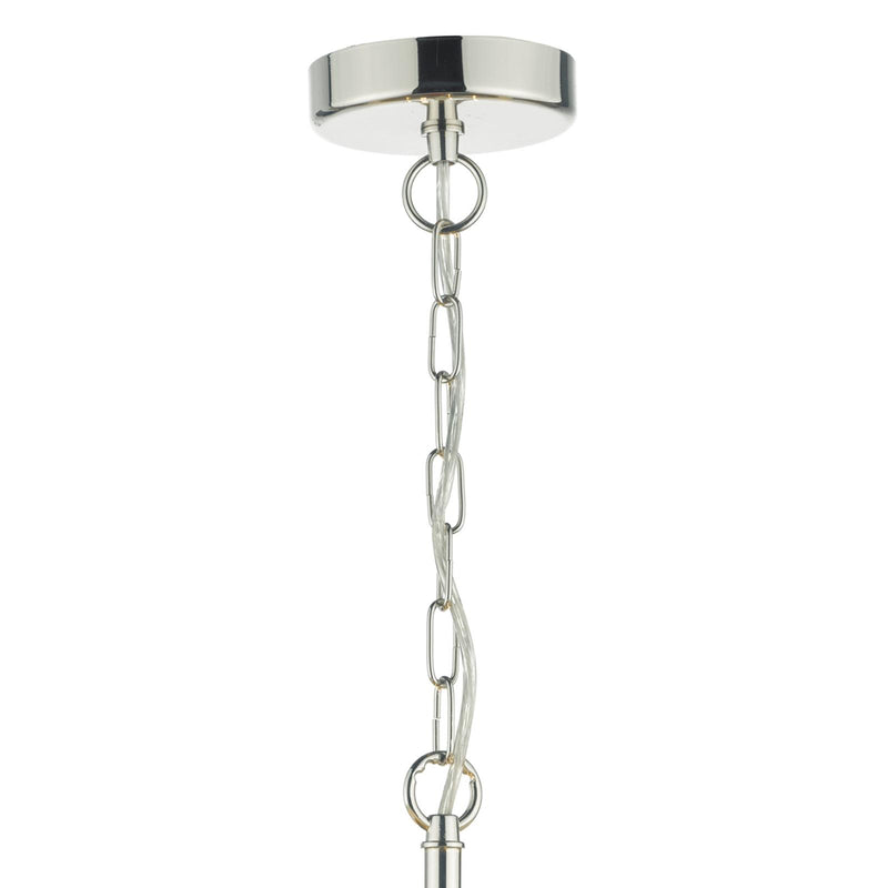 Dar Lighting Cristin 4 Light Pendant Polished Nickel With Ivory Shade • CRI042