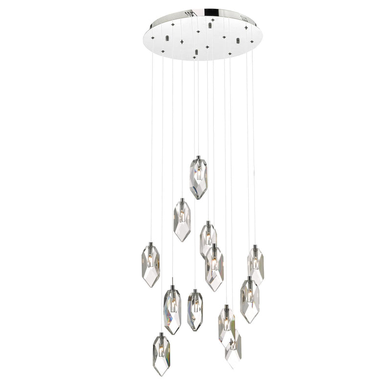 Dar Lighting Crystal 12 Light Cluster Pendant Polished Chrome & Crystal • CRY1250