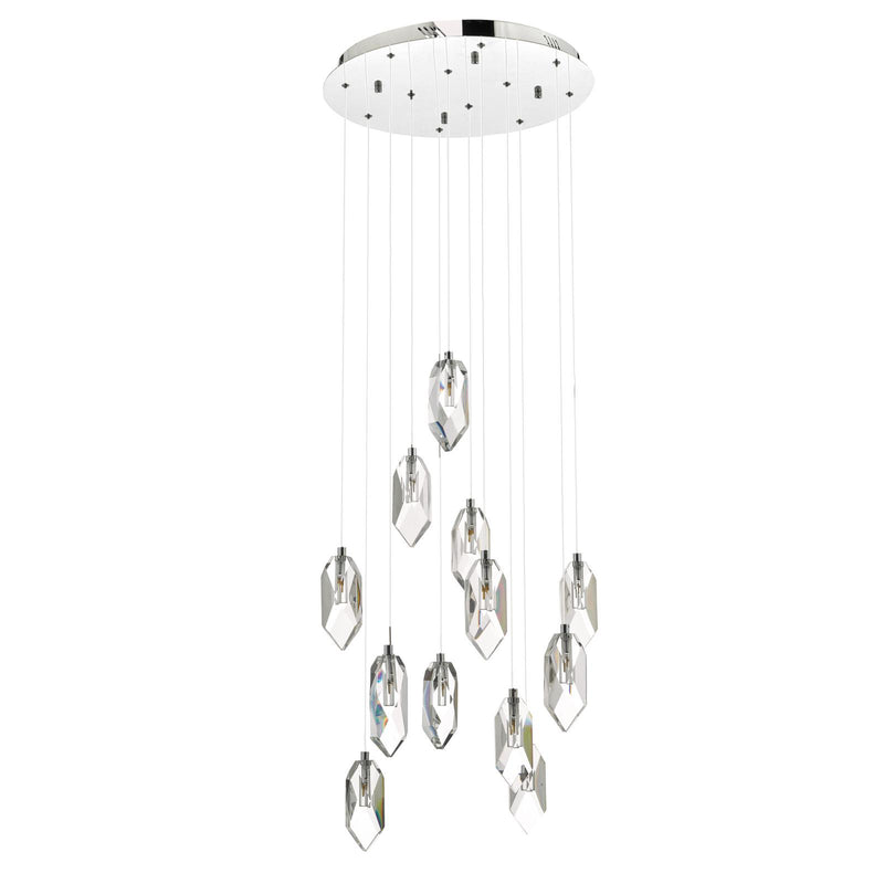 Dar Lighting Crystal 12 Light Cluster Pendant Polished Chrome & Crystal • CRY1250