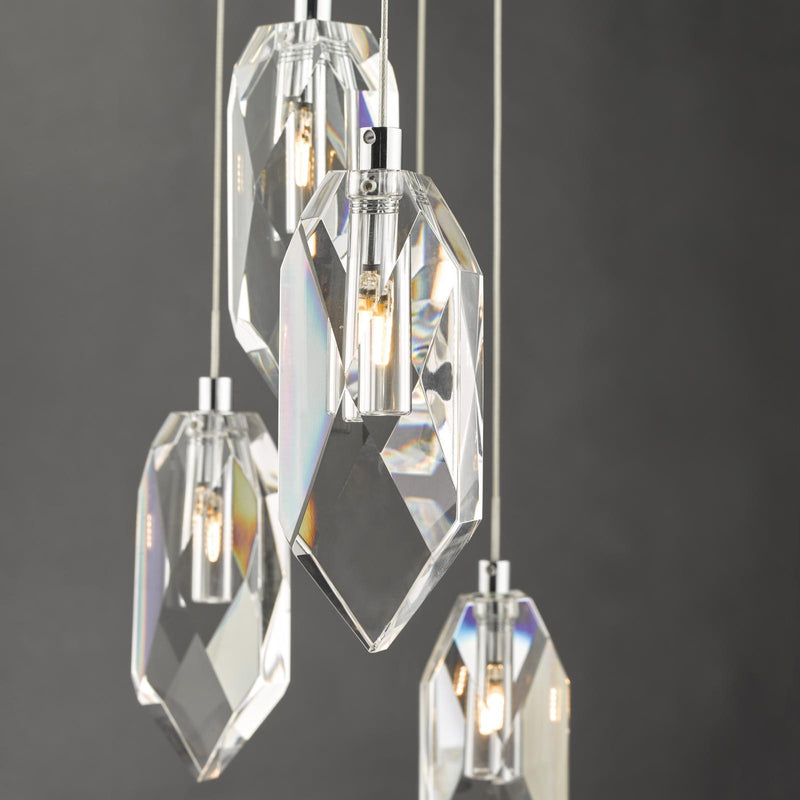 Dar Lighting Crystal 12 Light Cluster Pendant Polished Chrome & Crystal • CRY1250