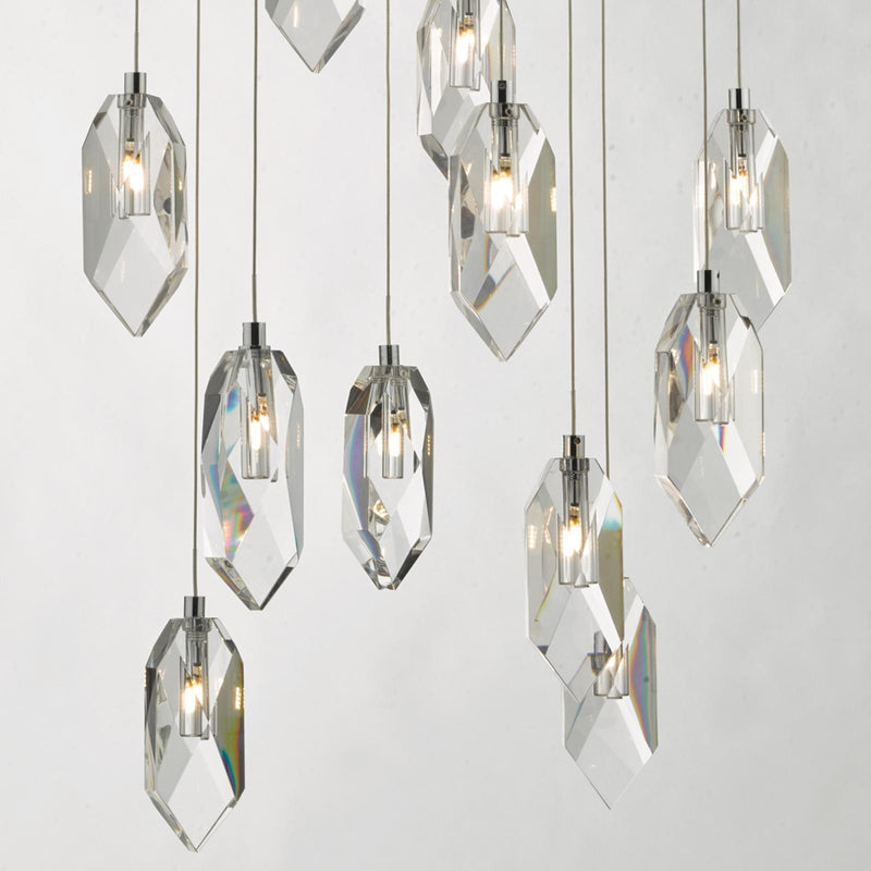 Dar Lighting Crystal 12 Light Cluster Pendant Polished Chrome & Crystal • CRY1250