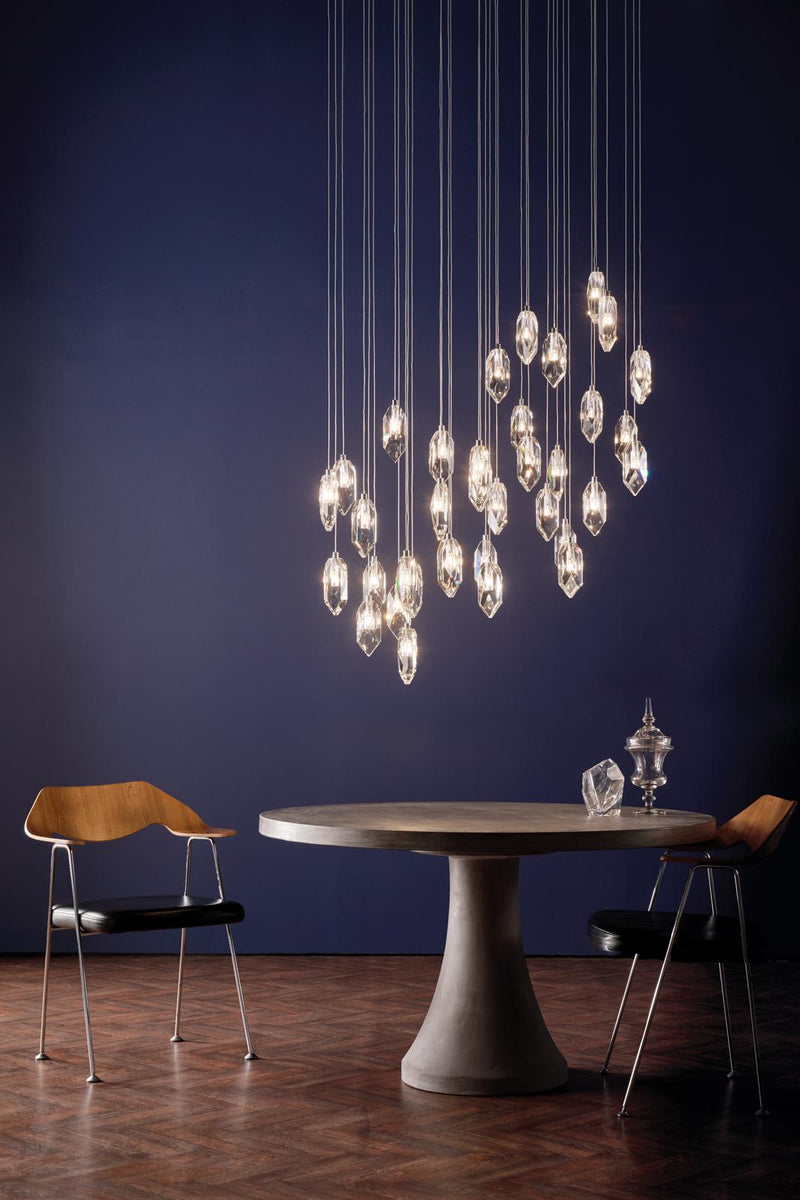 Dar Lighting Crystal 12 Light Cluster Pendant Polished Chrome & Crystal • CRY1250