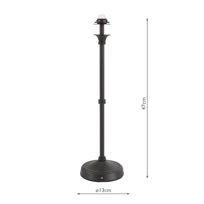 Dar Lighting Dahl Rechargeable Table Lamp Matt Black Base Only LED • DAH4222