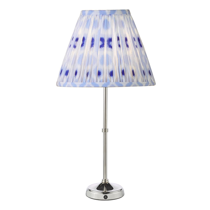 Dar Lighting Dahl Rechargeable Table Lamp Polished Nickel With Shade LED • DAH4238-IKA1023