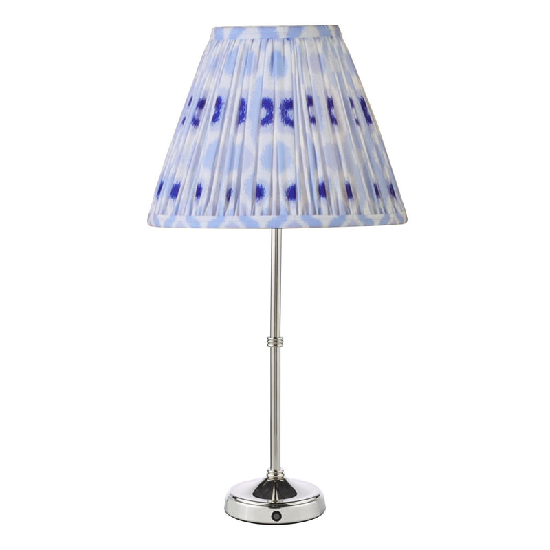 Dar Lighting Dahl Rechargeable Table Lamp Polished Nickel With Shade LED • DAH4238-IKA1023
