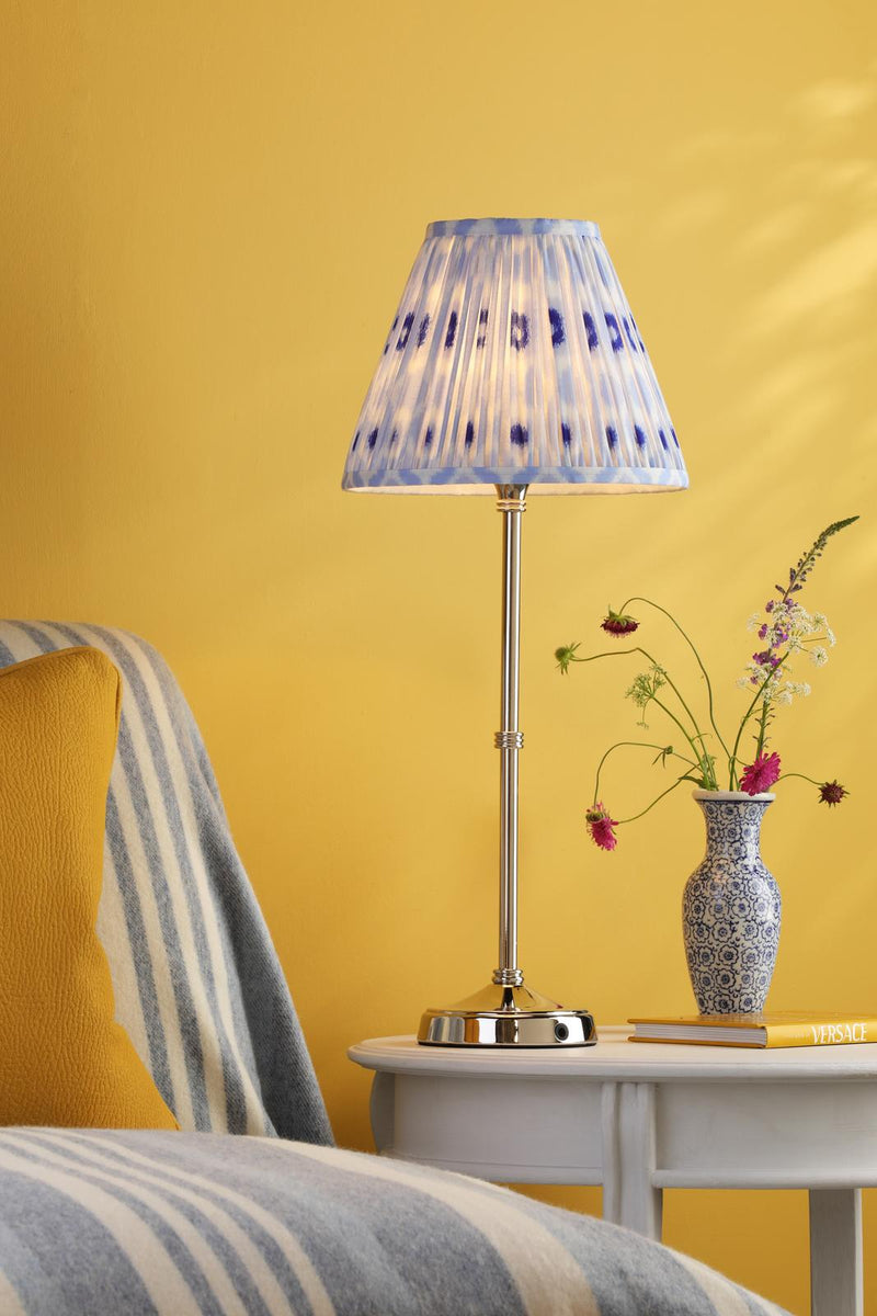 Dar Lighting Dahl Rechargeable Table Lamp Polished Nickel With Shade LED • DAH4238-IKA1023