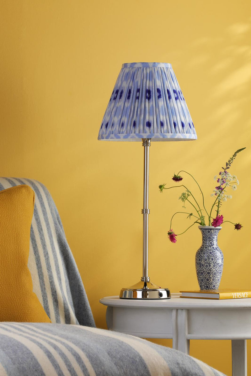 Dar Lighting Dahl Rechargeable Table Lamp Polished Nickel With Shade LED • DAH4238-IKA1023