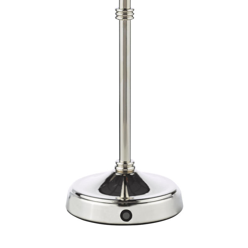 Dar Lighting Dahl Rechargeable Table Lamp Polished Nickel With Shade LED • DAH4238-NER102