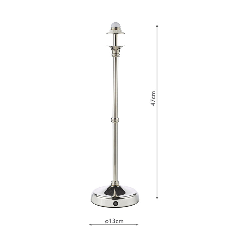 Dar Lighting Dahl Rechargeable Table Lamp Polished Nickel Base Only LED • DAH4238