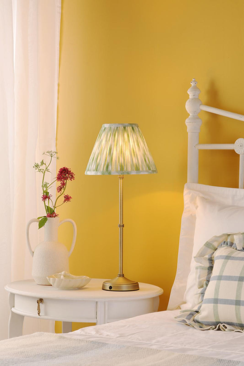 Dar Lighting Dahl Rechargeable Table Lamp Matt Antique Brass With Shade LED • DAH4275-IKA1024