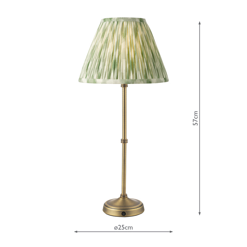 Dar Lighting Dahl Rechargeable Table Lamp Matt Antique Brass With Shade LED • DAH4275-IKA1024