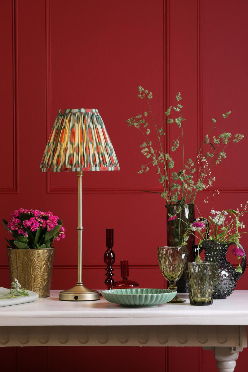 Dar Lighting Dahl Rechargeable Table Lamp Matt Antique Brass With Shade LED • DAH4275-IKA1025