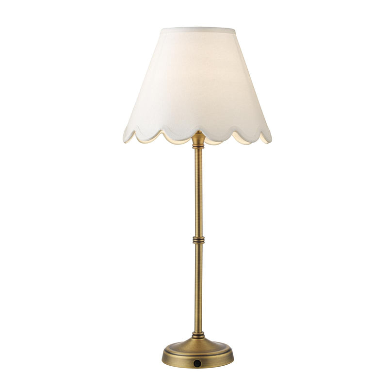 Dar Lighting Dahl Rechargeable Table Lamp Matt Antique Brass With Shade LED • DAH4275-NER102
