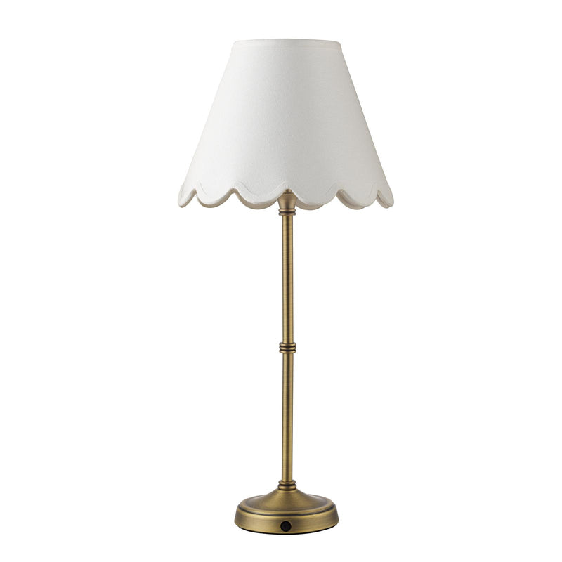 Dar Lighting Dahl Rechargeable Table Lamp Matt Antique Brass With Shade LED • DAH4275-NER102