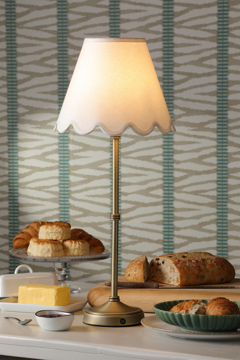 Dar Lighting Dahl Rechargeable Table Lamp Matt Antique Brass With Shade LED • DAH4275-NER102