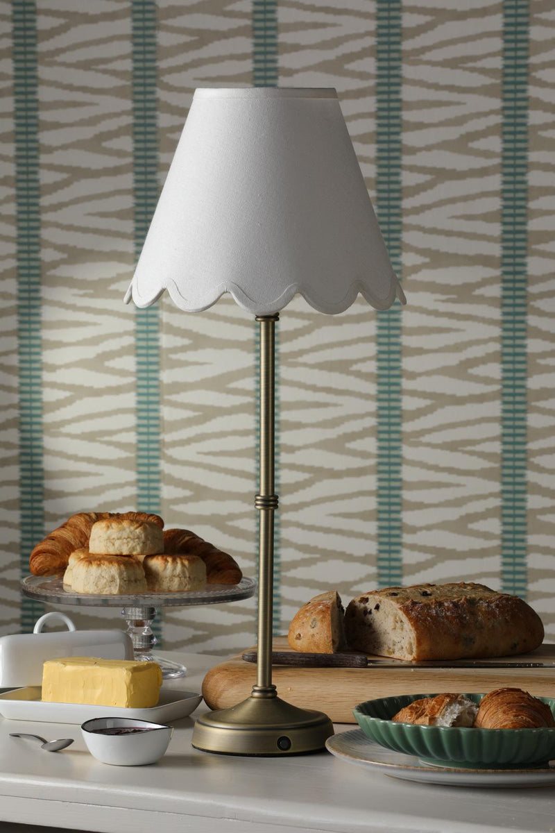 Dar Lighting Dahl Rechargeable Table Lamp Matt Antique Brass With Shade LED • DAH4275-NER102
