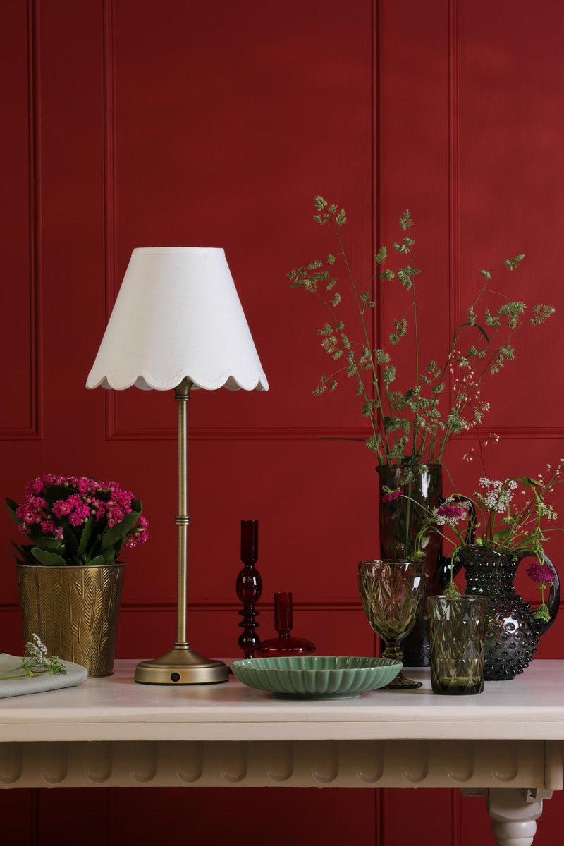 Dar Lighting Dahl Rechargeable Table Lamp Matt Antique Brass With Shade LED • DAH4275-NER102