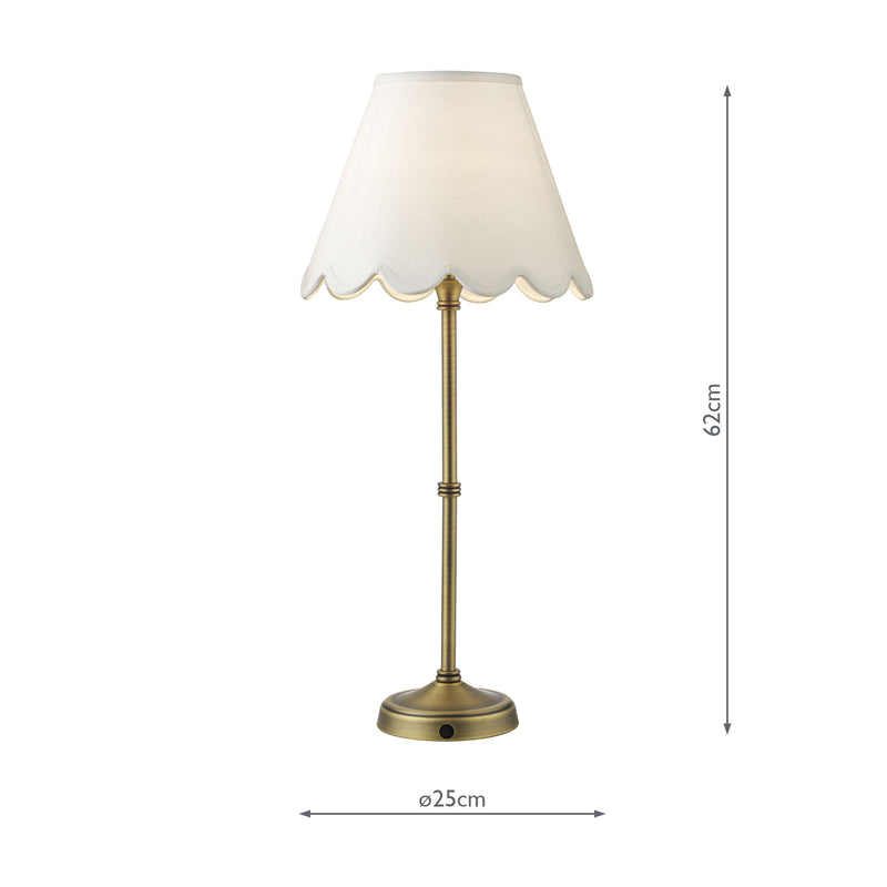 Dar Lighting Dahl Rechargeable Table Lamp Matt Antique Brass With Shade LED • DAH4275-NER102