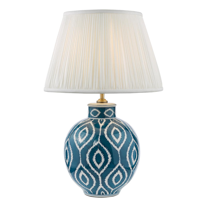 Dar Lighting Dakari Table Lamp Blue and Antique Brass With Shade • DAK4223-ULY1615