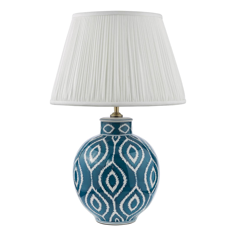 Dar Lighting Dakari Table Lamp Blue and Antique Brass With Shade • DAK4223-ULY1615