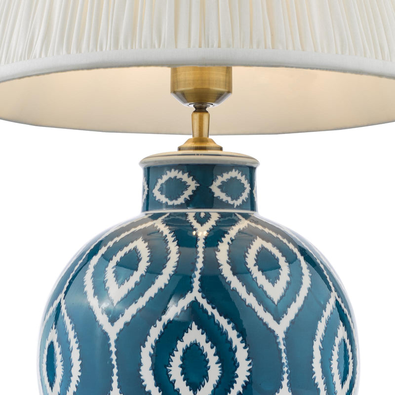 Dar Lighting Dakari Table Lamp Blue and Antique Brass With Shade • DAK4223-ULY1615