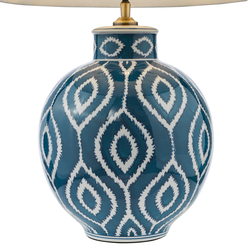 Dar Lighting Dakari Table Lamp Blue and Antique Brass With Shade • DAK4223-ULY1615
