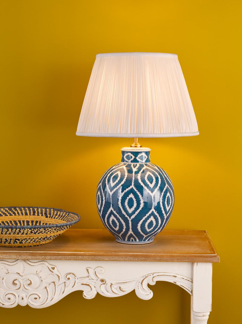 Dar Lighting Dakari Table Lamp Blue and Antique Brass With Shade • DAK4223-ULY1615