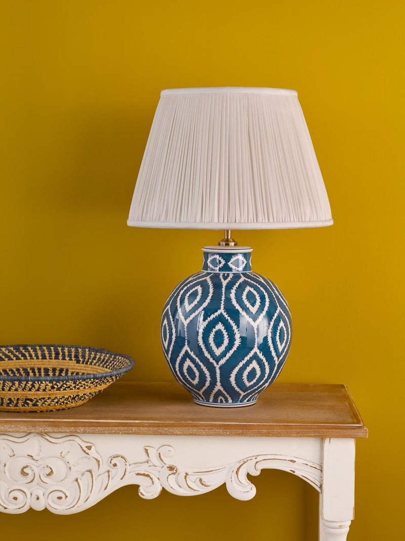 Dar Lighting Dakari Table Lamp Blue and Antique Brass With Shade • DAK4223-ULY1615