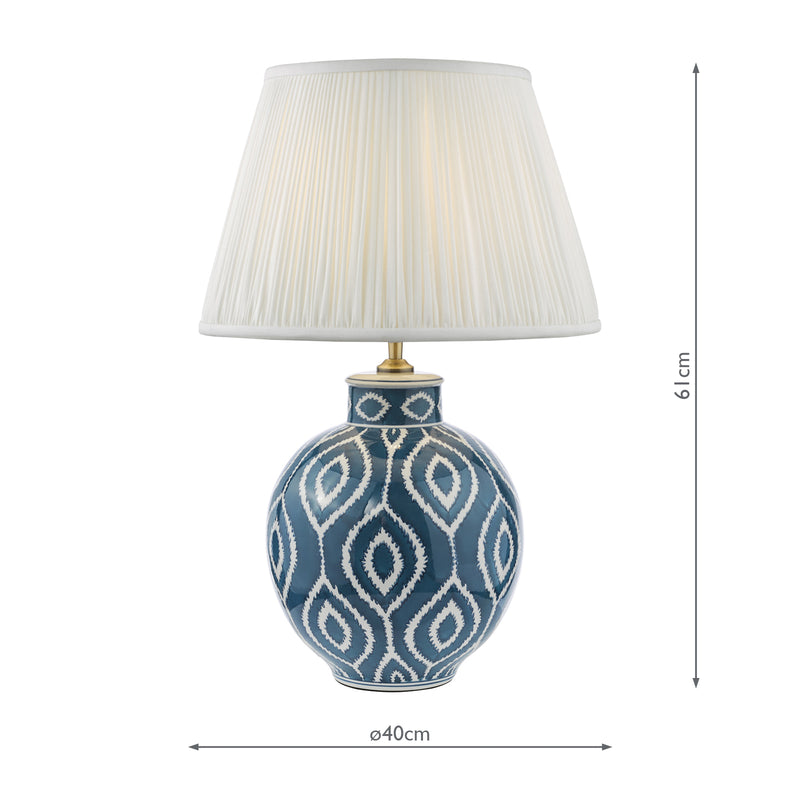 Dar Lighting Dakari Table Lamp Blue and Antique Brass With Shade • DAK4223-ULY1615