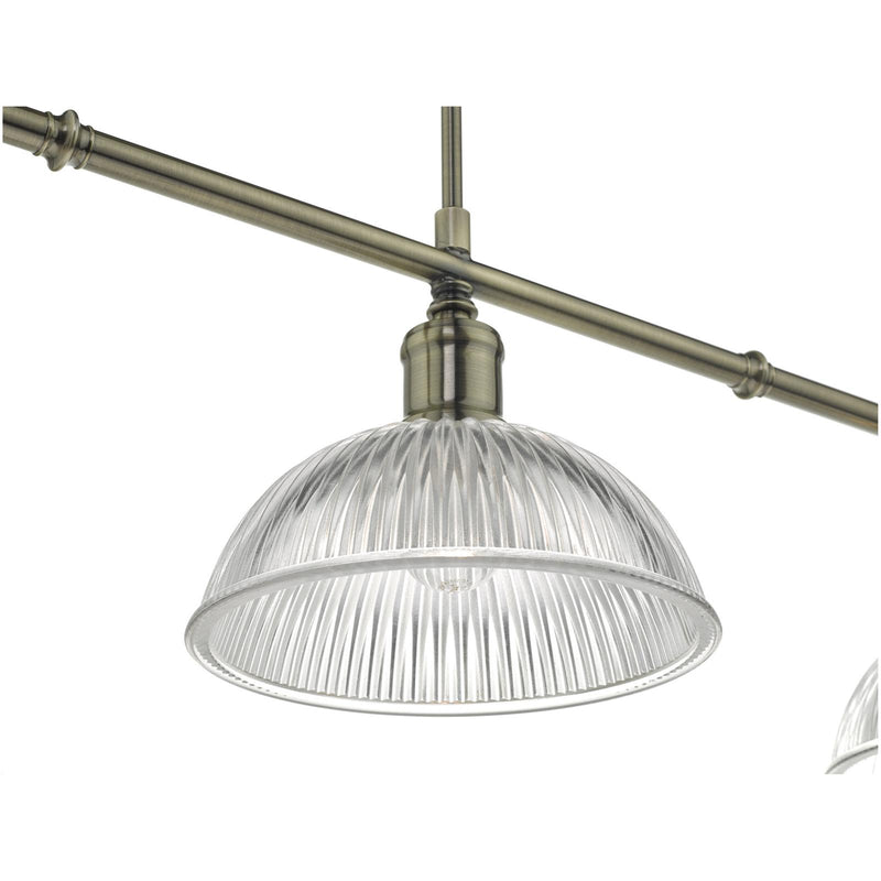 Dar Lighting Dara 3 Light Bar Pendant Antique Brass & Glass • DAR0375