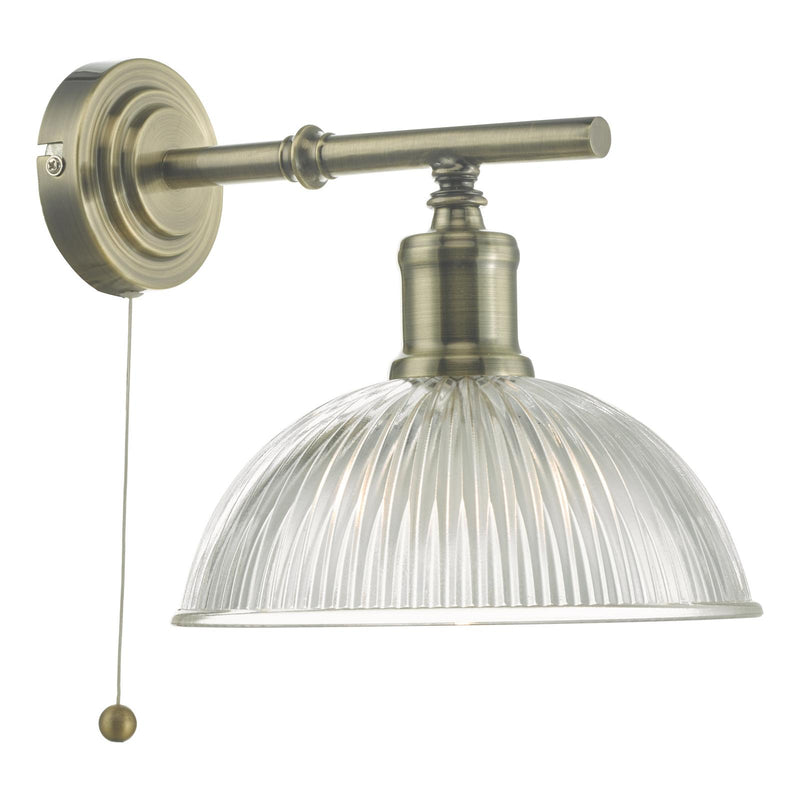 Dar Lighting Dara Wall Light Antique Brass & Glass • DAR0775
