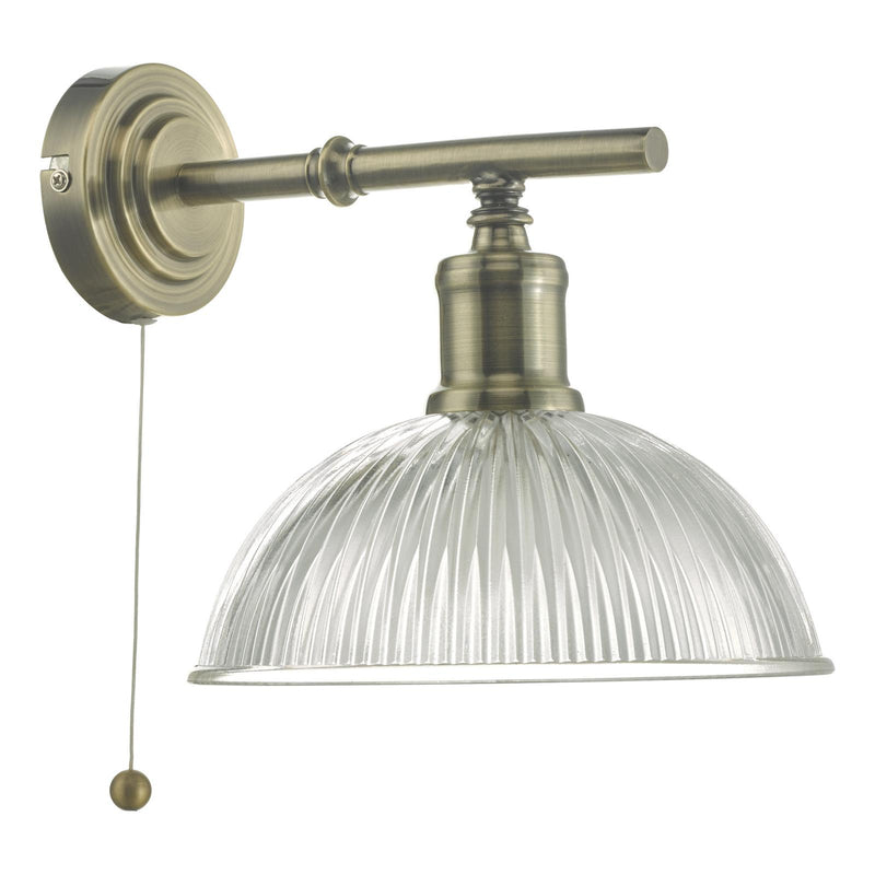 Dar Lighting Dara Wall Light Antique Brass & Glass • DAR0775