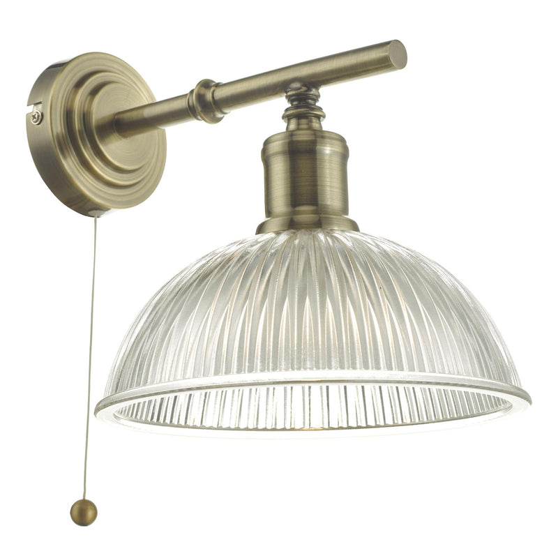 Dar Lighting Dara Wall Light Antique Brass & Glass • DAR0775