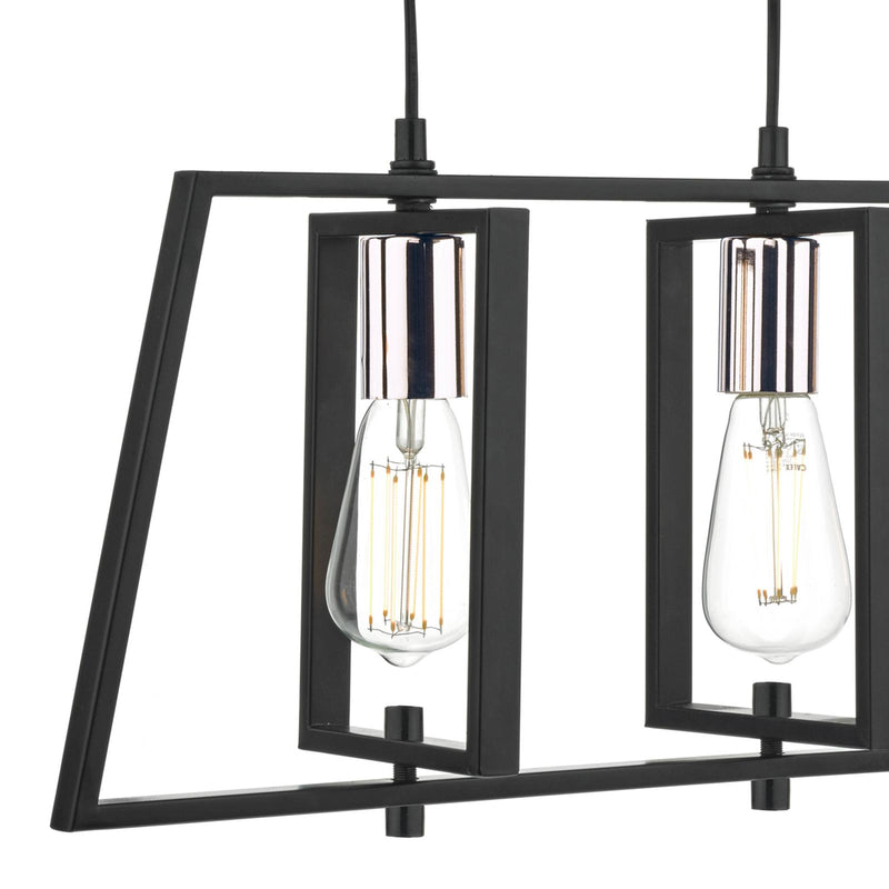 Dar Lighting Dax 3 Light Bar Pendant Black & Polished Chrome • DAX0350