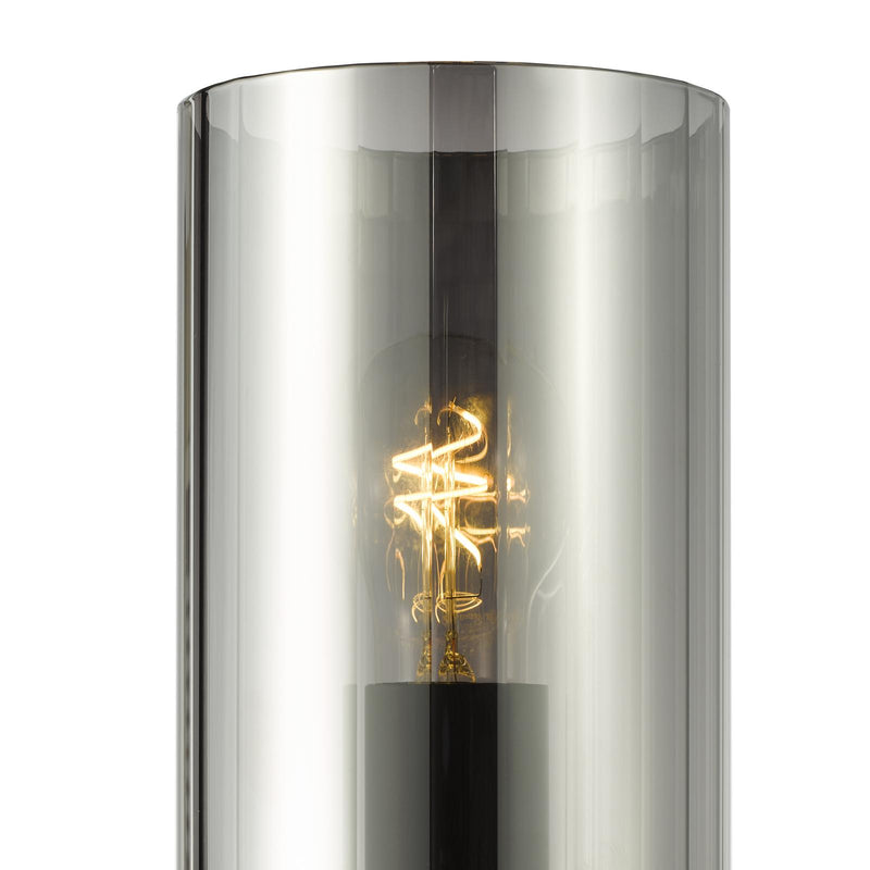 Dar Lighting Daylin Wall Light Satin Black and Smoked Ribbed Glass • DAY0722