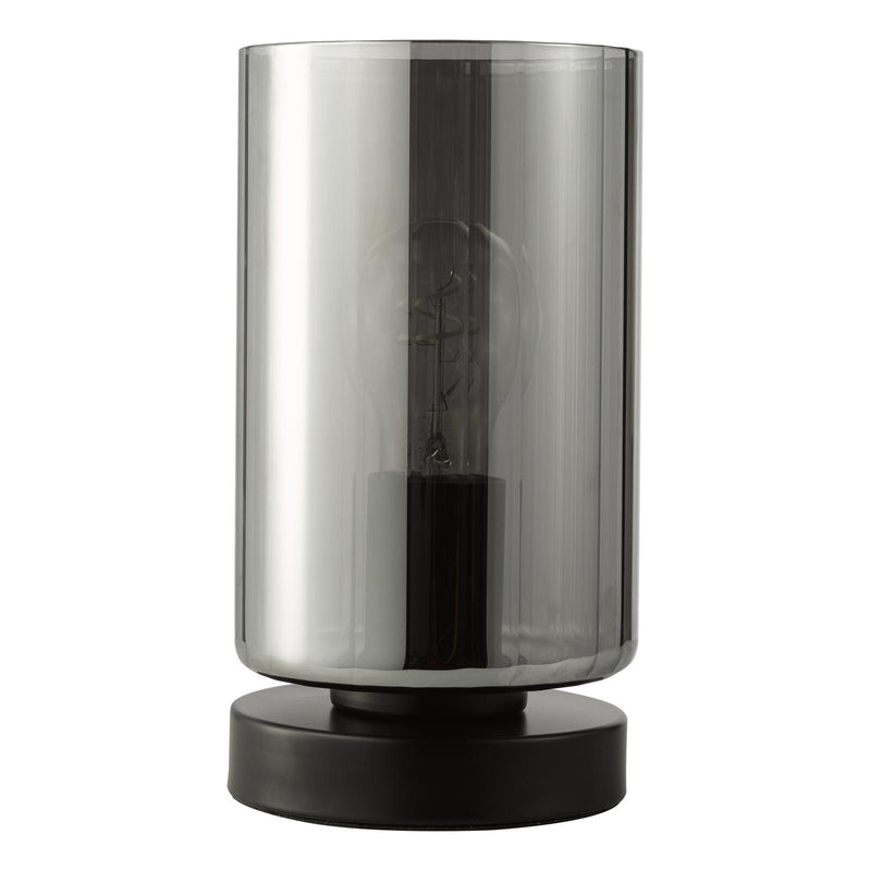 Dar Lighting Daylin Table Lamp Satin Black and Smoked Ribbed Glass • DAY4222
