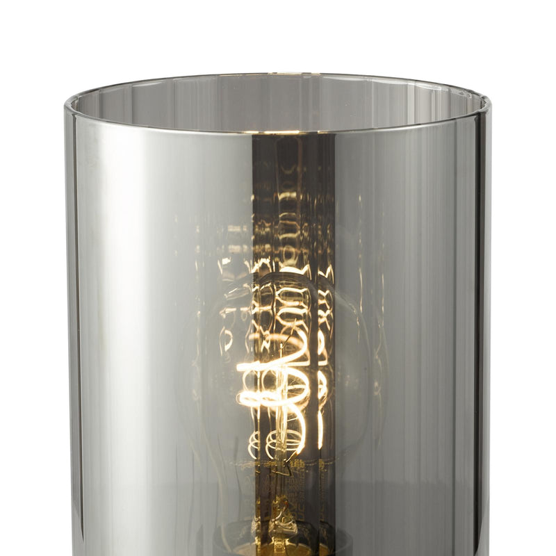Dar Lighting Daylin Table Lamp Satin Black and Smoked Ribbed Glass • DAY4222