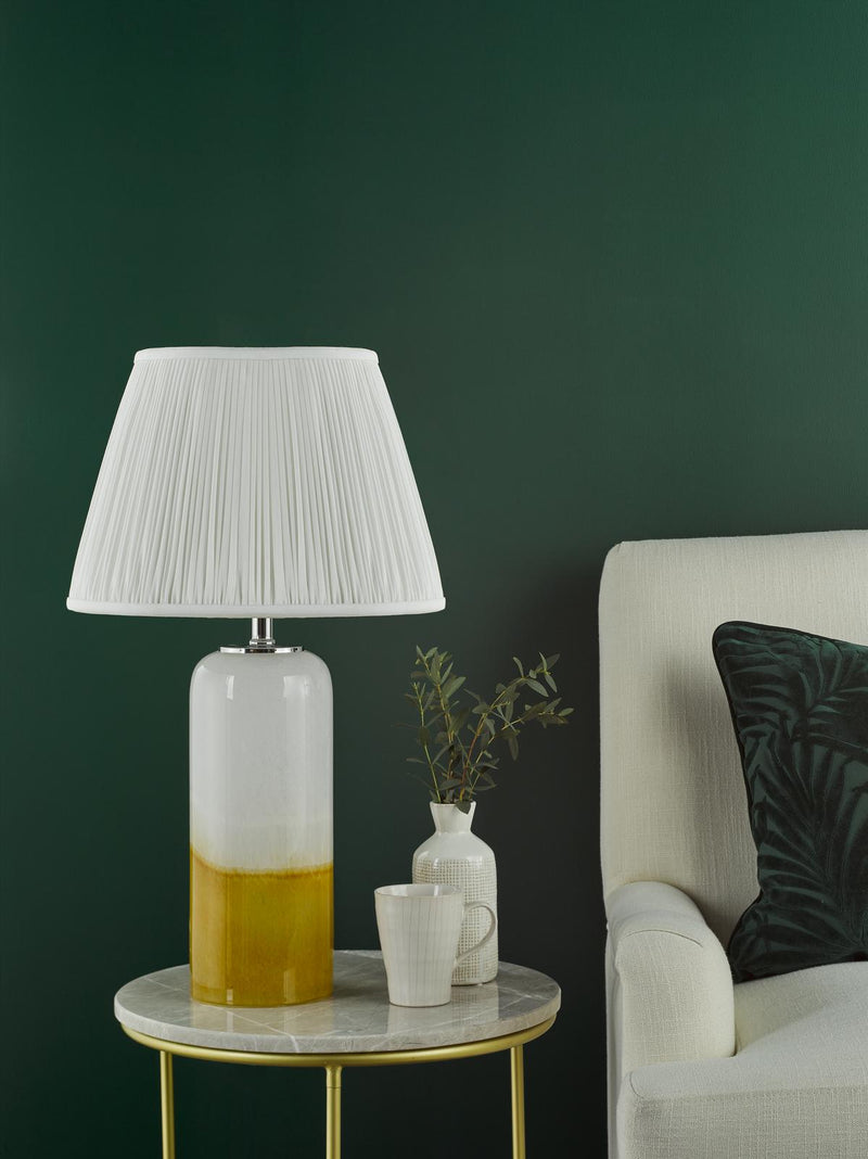 Dar Lighting Deandra Table Lamp Yellow and White Art Glass With Shade • DEA4226-ULY1615