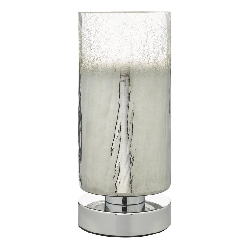 Dar Lighting Deena Touch Table Lamp Polished Chrome Crackle Glass • DEE4208