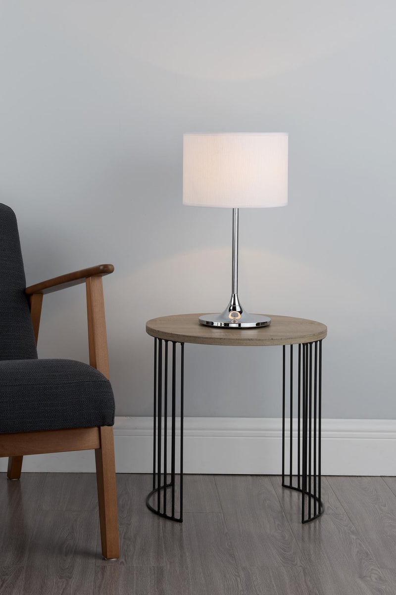Dar Lighting Delta Table Lamp Polished Chrome With Shade • DEL4250